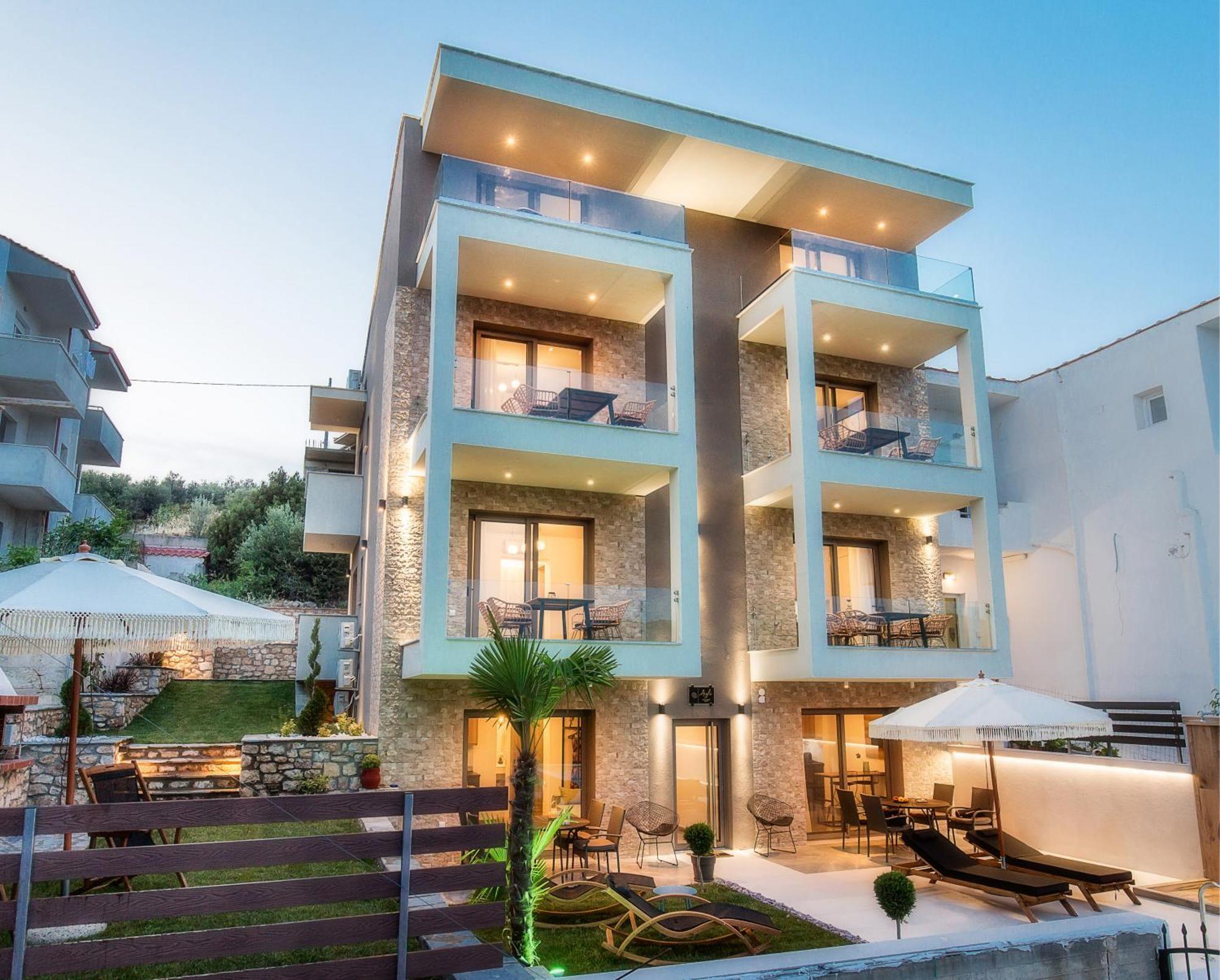 Aigli Skala Maries Deluxe Apartment สกาลา มาริออน ภายนอก รูปภาพ