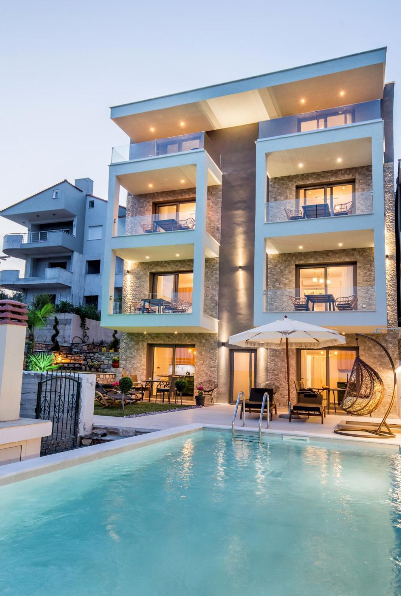 Aigli Skala Maries Deluxe Apartment สกาลา มาริออน ภายนอก รูปภาพ