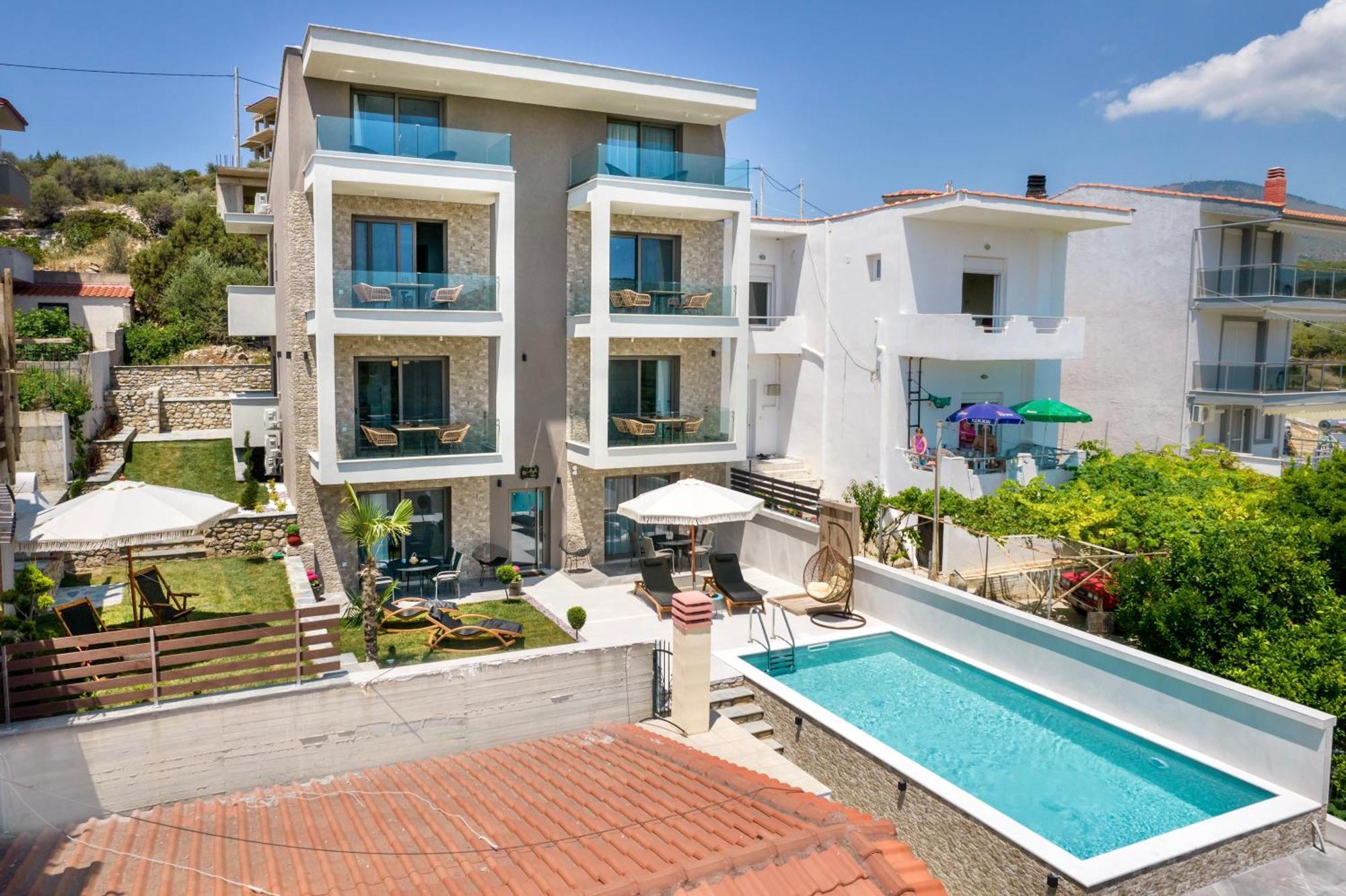 Aigli Skala Maries Deluxe Apartment สกาลา มาริออน ภายนอก รูปภาพ